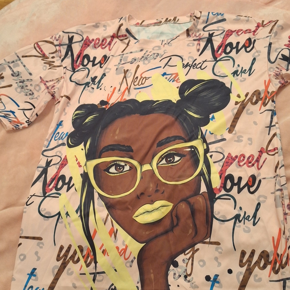 Graphic Shirt Dress with Colorful Design